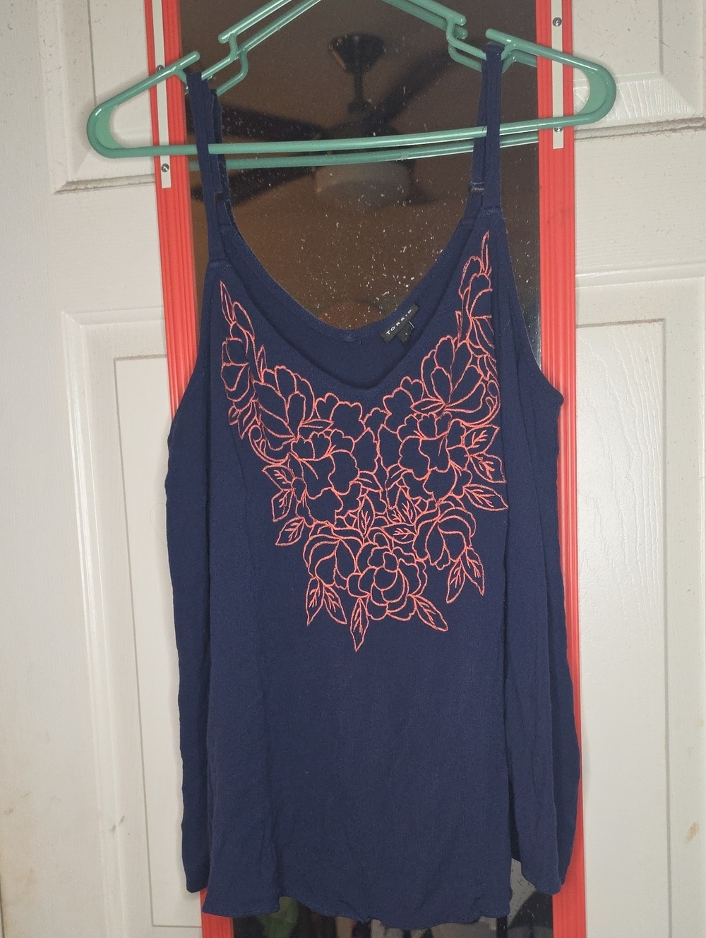 torrid Navy Camisole with Pink Floral Embroidered Front